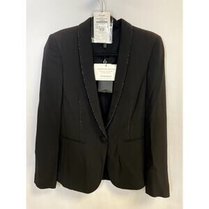 REDEMPTION Structured Chain Embellished One Button Blazer in Black Size 4